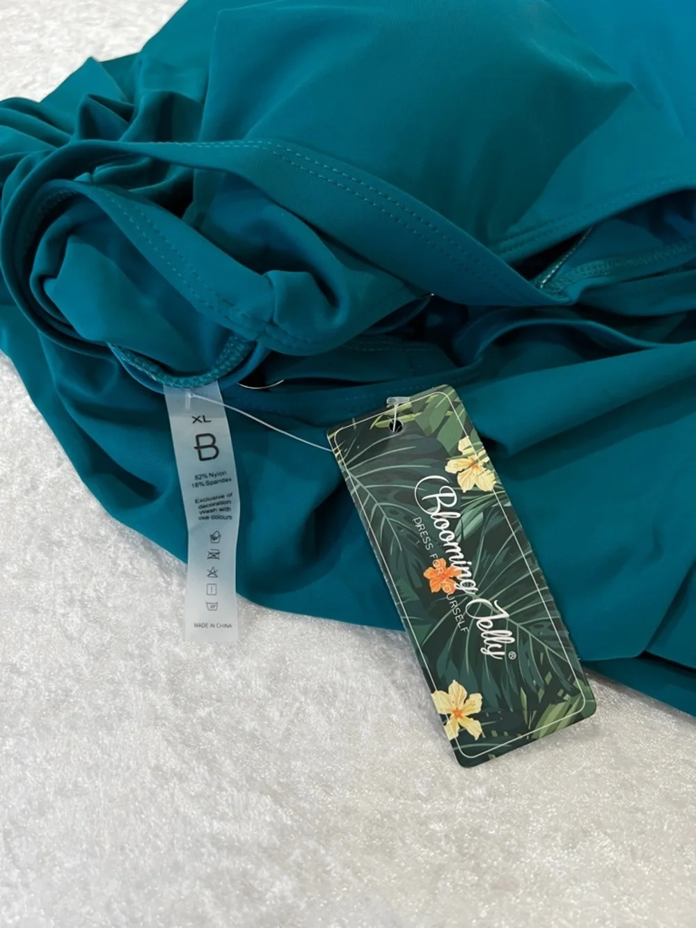 Blooming Jelly Plus Size XL Swim Dress Swimsuit One Piece Tummy Control Teal